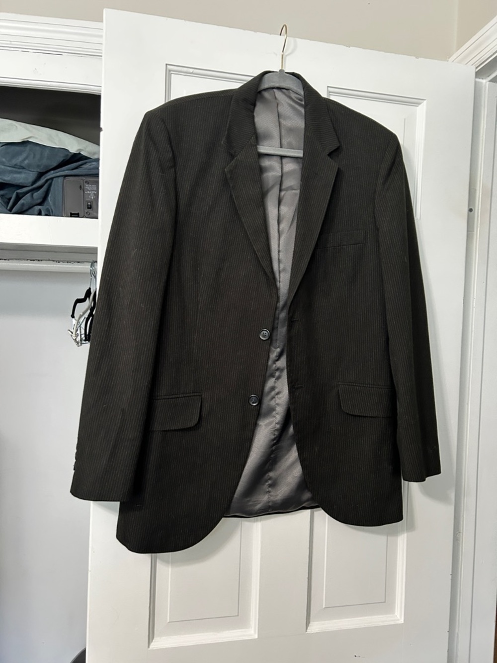 Men's Tailored Black Pinstripe Blazer
